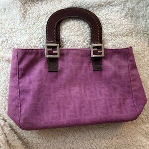 RARE Wool FENDI Purple Zucca Twin Tote in Small
